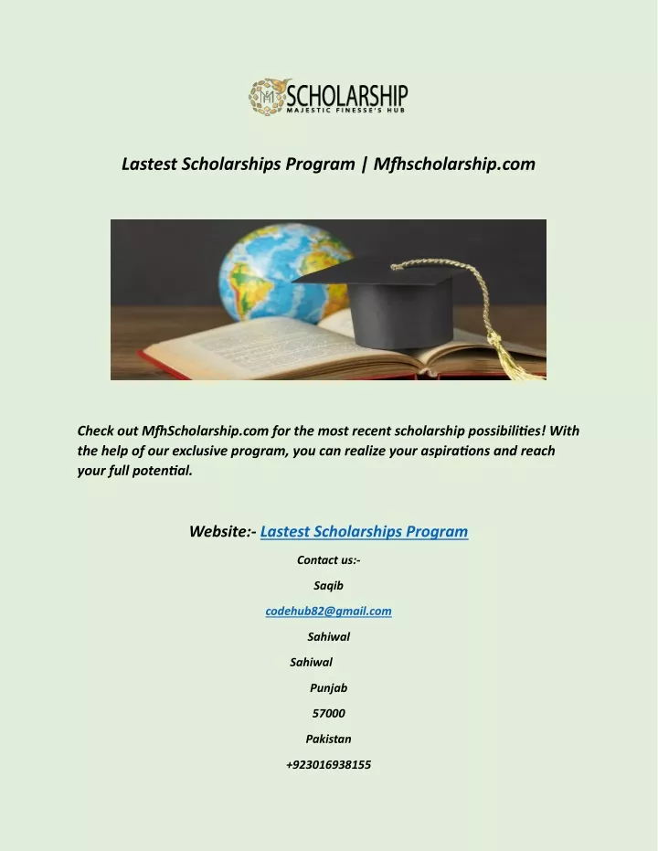 lastest scholarships program mfhscholarship com