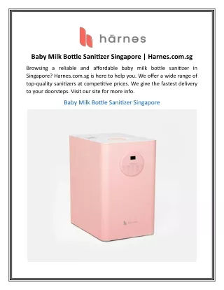 Baby Milk Bottle Sanitizer Singapore  Harnes.com.sg