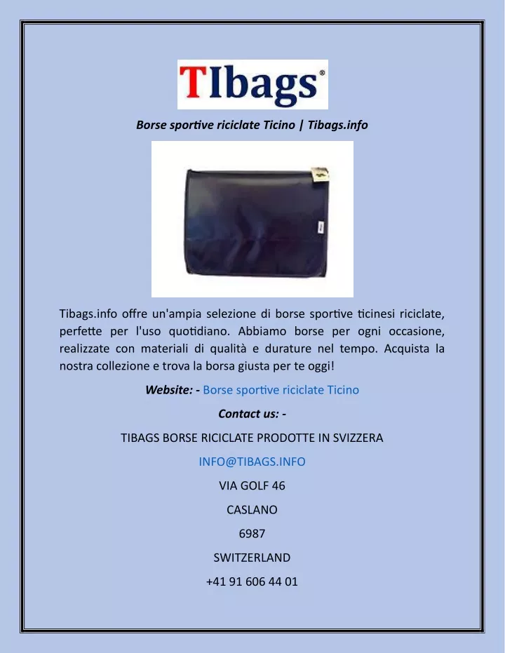 borse sportive riciclate ticino tibags info