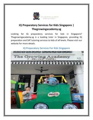 IQ Preparatory Services for Kids Singapore  Thegrowingacademy.sg