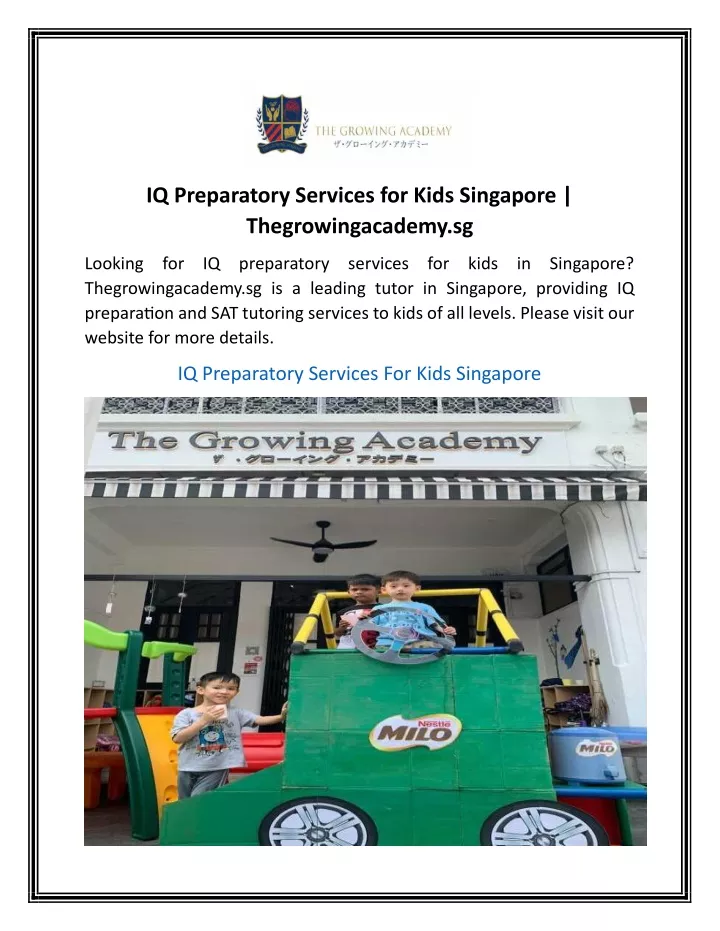 iq preparatory services for kids singapore