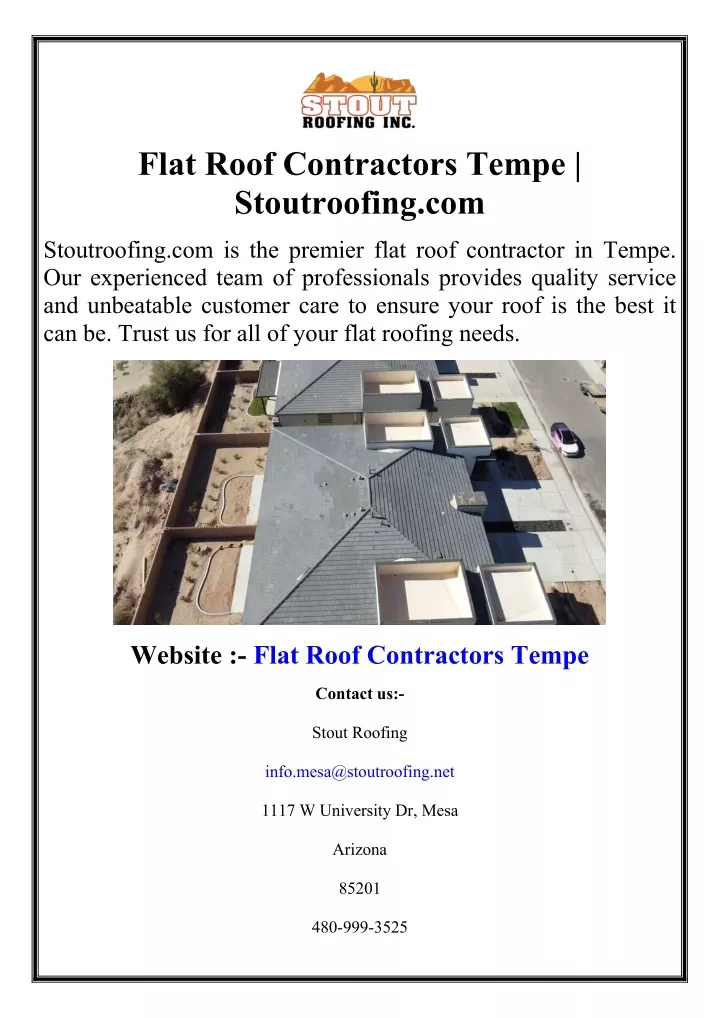 flat roof contractors tempe stoutroofing com