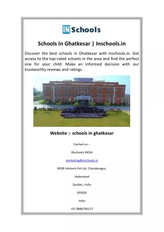 Schools In Ghatkesar  Inschools.in