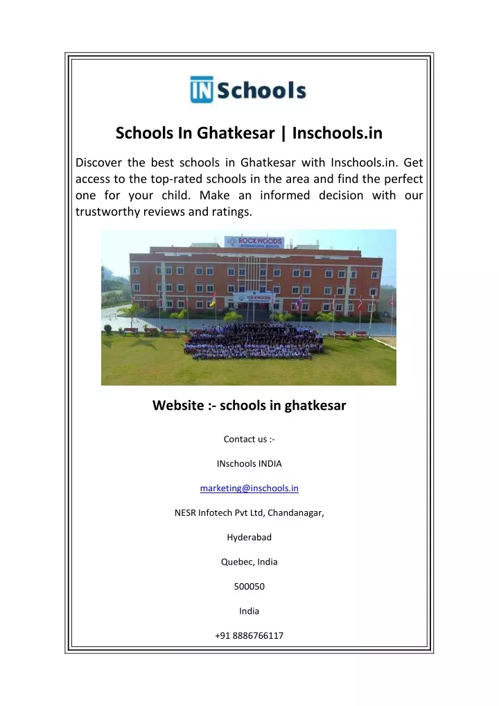 schools in ghatkesar inschools in