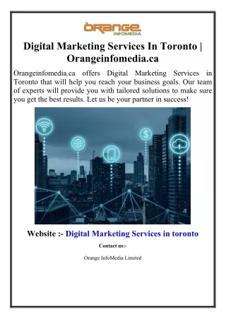 Digital Marketing Services In Toronto | Orangeinfomedia.ca