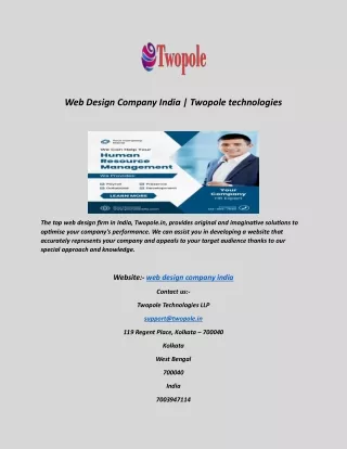 Web Design Company India  Twopole technologies