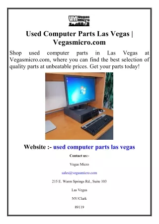 Used Computer Parts Las Vegas | Vegasmicro.com