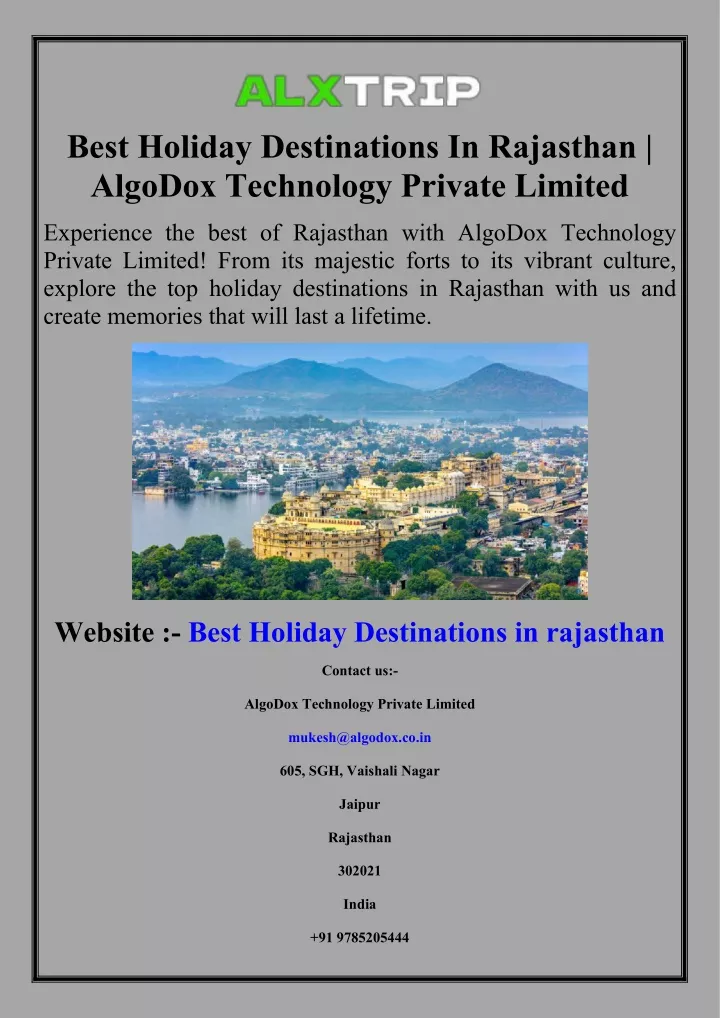 best holiday destinations in rajasthan algodox