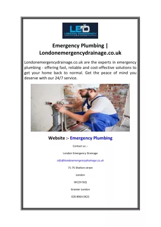 Emergency Plumbing  Londonemergencydrainage.co.uk