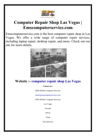 Computer Repair Shop Las Vegas | Emscomputerservice.com