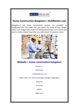 Home Construction Bangalore  Buildhealer.com