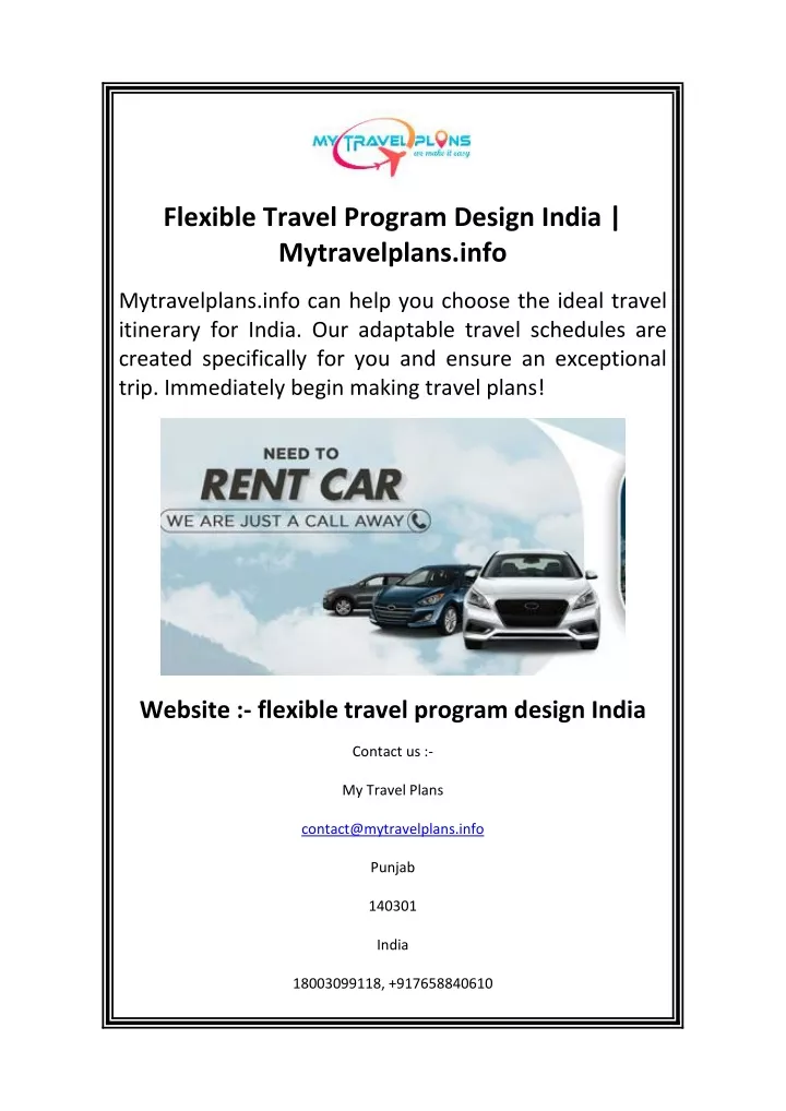 flexible travel program design india