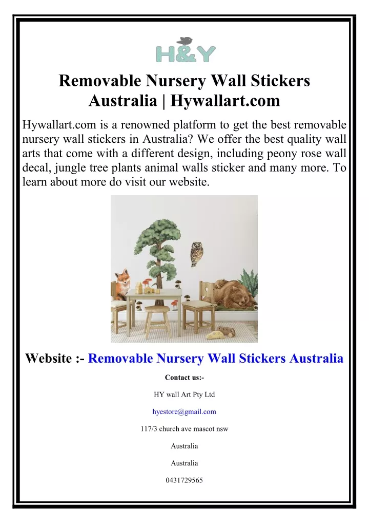 removable nursery wall stickers australia