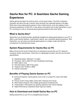 Gacha Nox Tips and Tricks | Master the Art of Gameplay