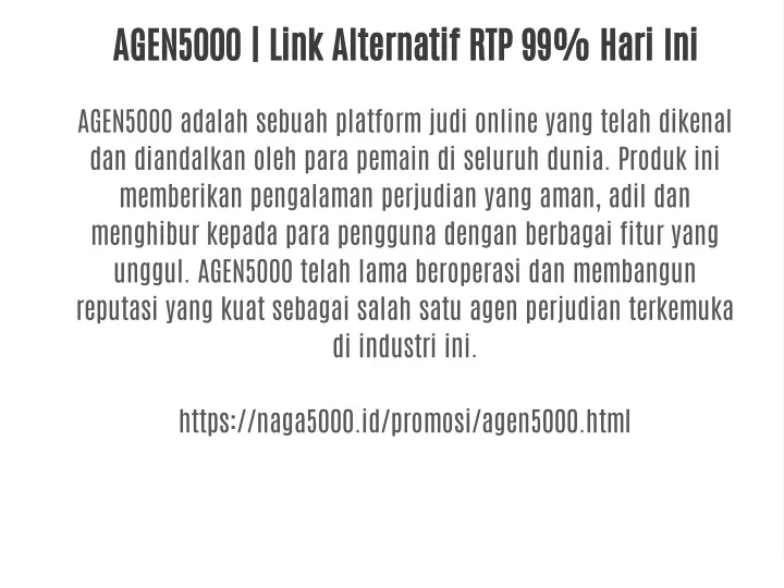 agen5000 link alternatif rtp 99 hari ini