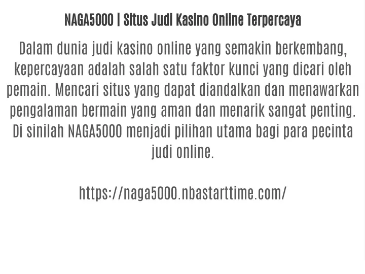naga5000 situs judi kasino online terpercaya