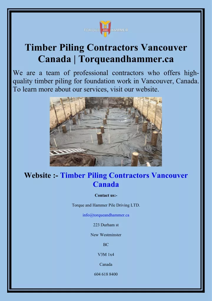 timber piling contractors vancouver canada