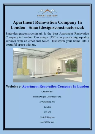Apartment Renovation Company In London | Smartdesignsconstructors.uk