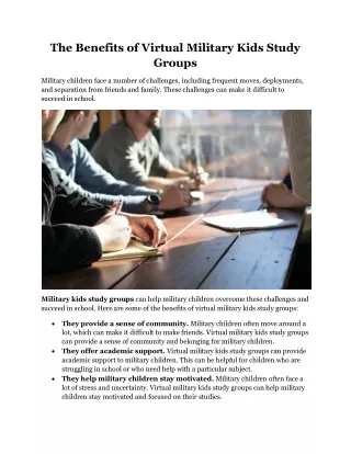 the benefits of virtual military kids study groups