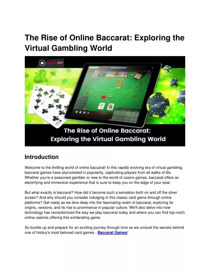 the rise of online baccarat exploring the virtual