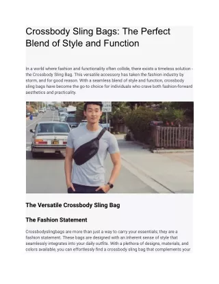 crossbody sling bags the perfect blend of style