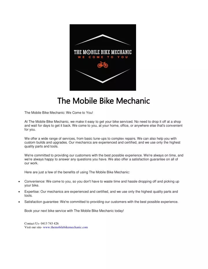 the mobile bike mechanic the mobile bike mechanic
