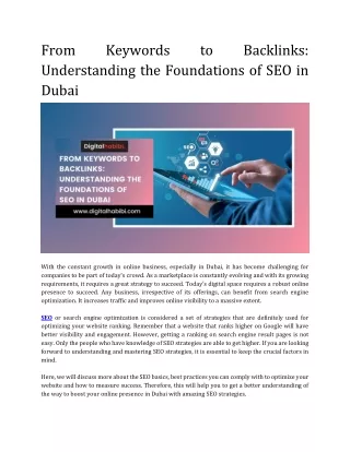 from understanding the foundations of seo in dubai