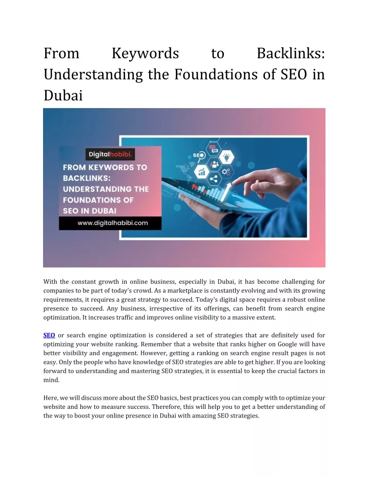 from understanding the foundations of seo in dubai