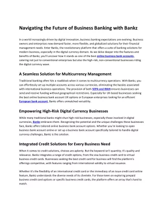 Navigating the Future of Business Banking with Bankz