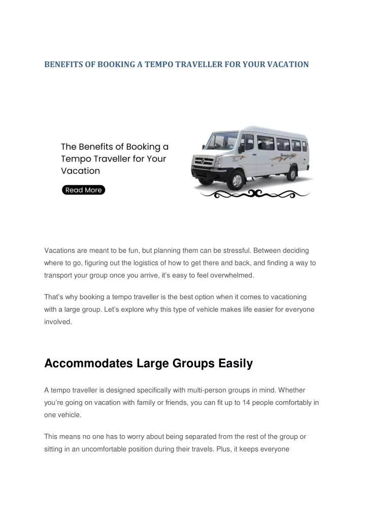 benefits of booking a tempo traveller for your