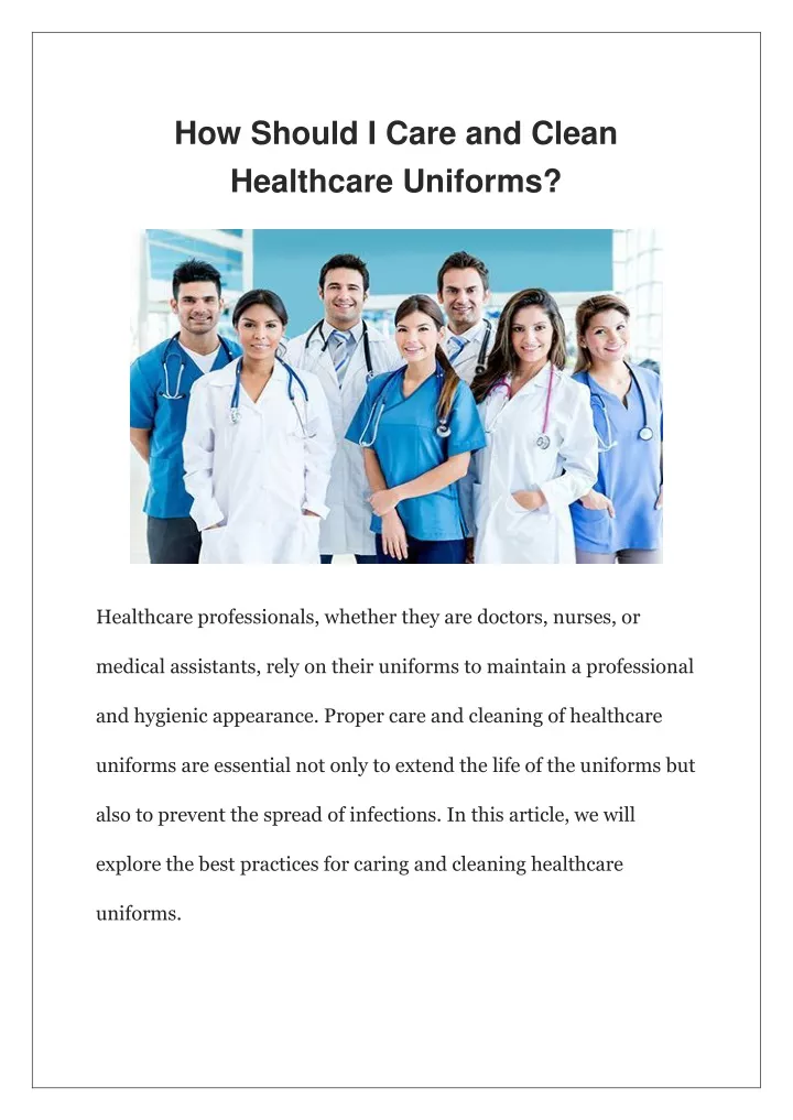 how should i care and clean healthcare uniforms