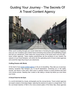 Guiding Your Journey - The Secrets Of A Travel Content Agency