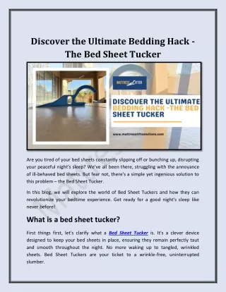 Discover the Ultimate Bedding Hack -The Bed Sheet Tucker