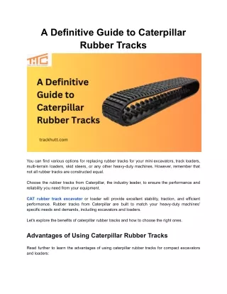 A Definitive Guide to Caterpillar Rubber Tracks