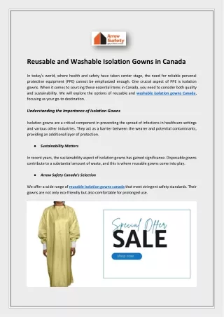 Reusable and Washable Isolation Gowns in Canada