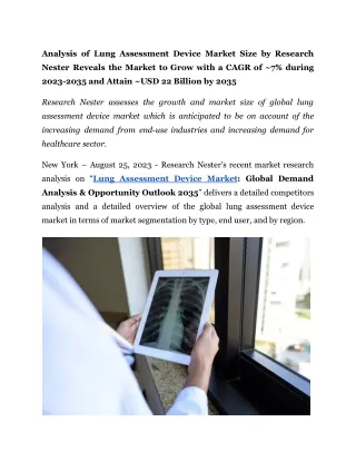 analysis of lung assessment device market size