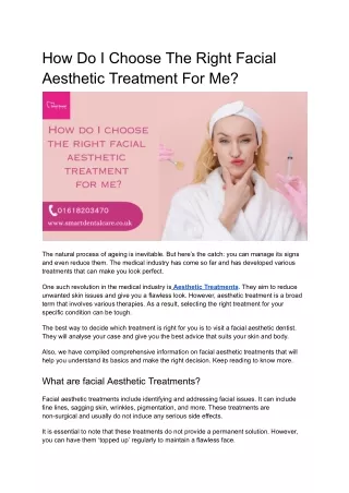 How Do I Choose The Right Facial Aesthetic Treatment For Me