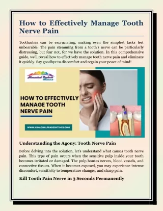 How to Effectively Manage Tooth Nerve Pain