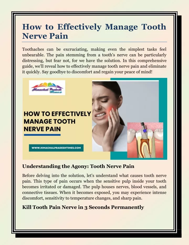 how to effectively manage tooth nerve pain
