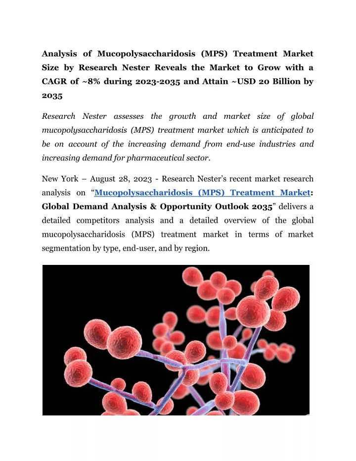 analysis of mucopolysaccharidosis mps treatment