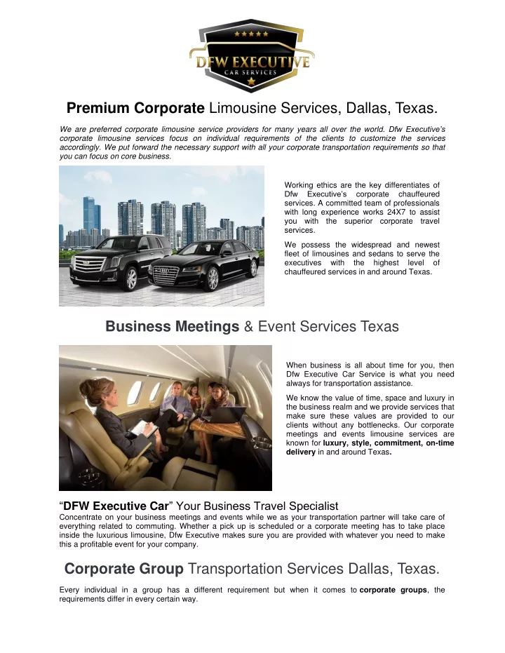 premium corporate limousine services dallas texas