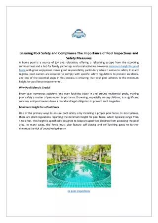 Ensuring Pool Safety and Compliance The Importance of Pool Inspections and Safety Measures