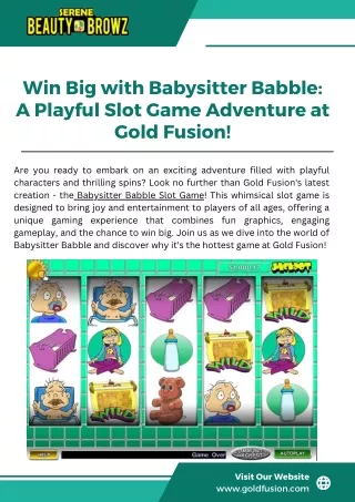Win Big with Babysitter Babble A Playful Slot Game Adventure at Gold Fusion!