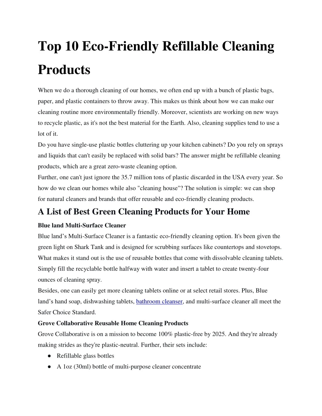 Top Clean 10 PPT - Top 10 Eco Friendly Refillable Cleaning Products PowerPoint ...
