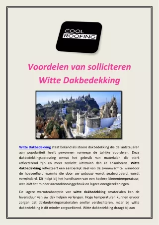 Voordelen van solliciteren Witte Dakbedekking