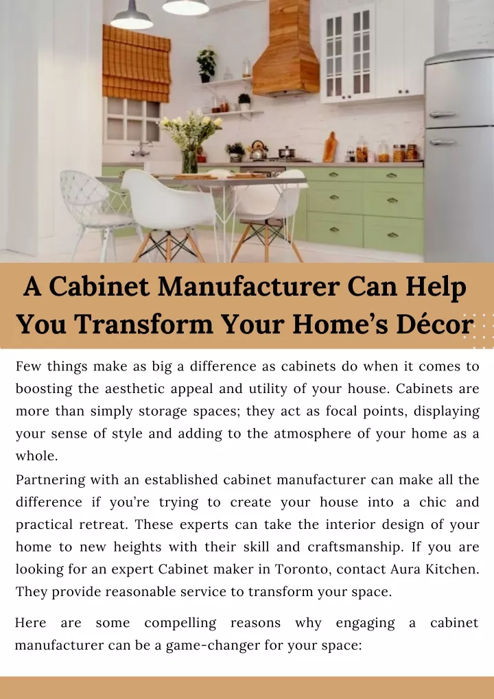 a cabinet manufacturer can help you transform