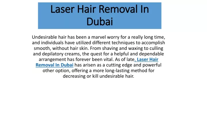 laser hair removal in laser hair removal in dubai