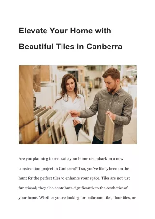 Elevate Your Home with Beautiful Tiles in Canberra