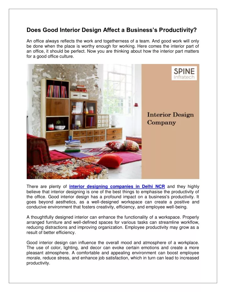 does good interior design affect a business