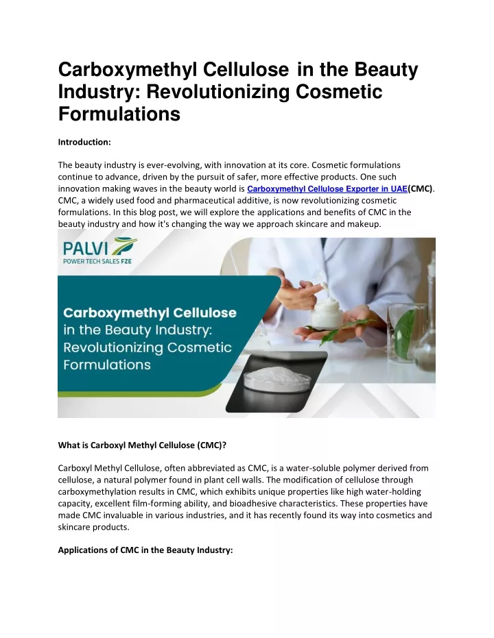 carboxymethyl cellulose in the beauty industry